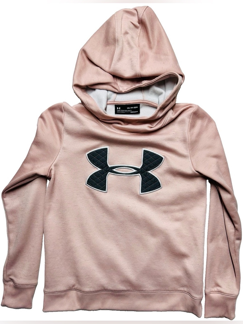 Under Armour ColdGear Women's XS Pink Fleece Hoodie Quilted Logo Loose Fit
